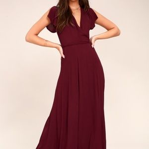 NWT LULU'S BURGUNDY WRAP MAXI DRESS